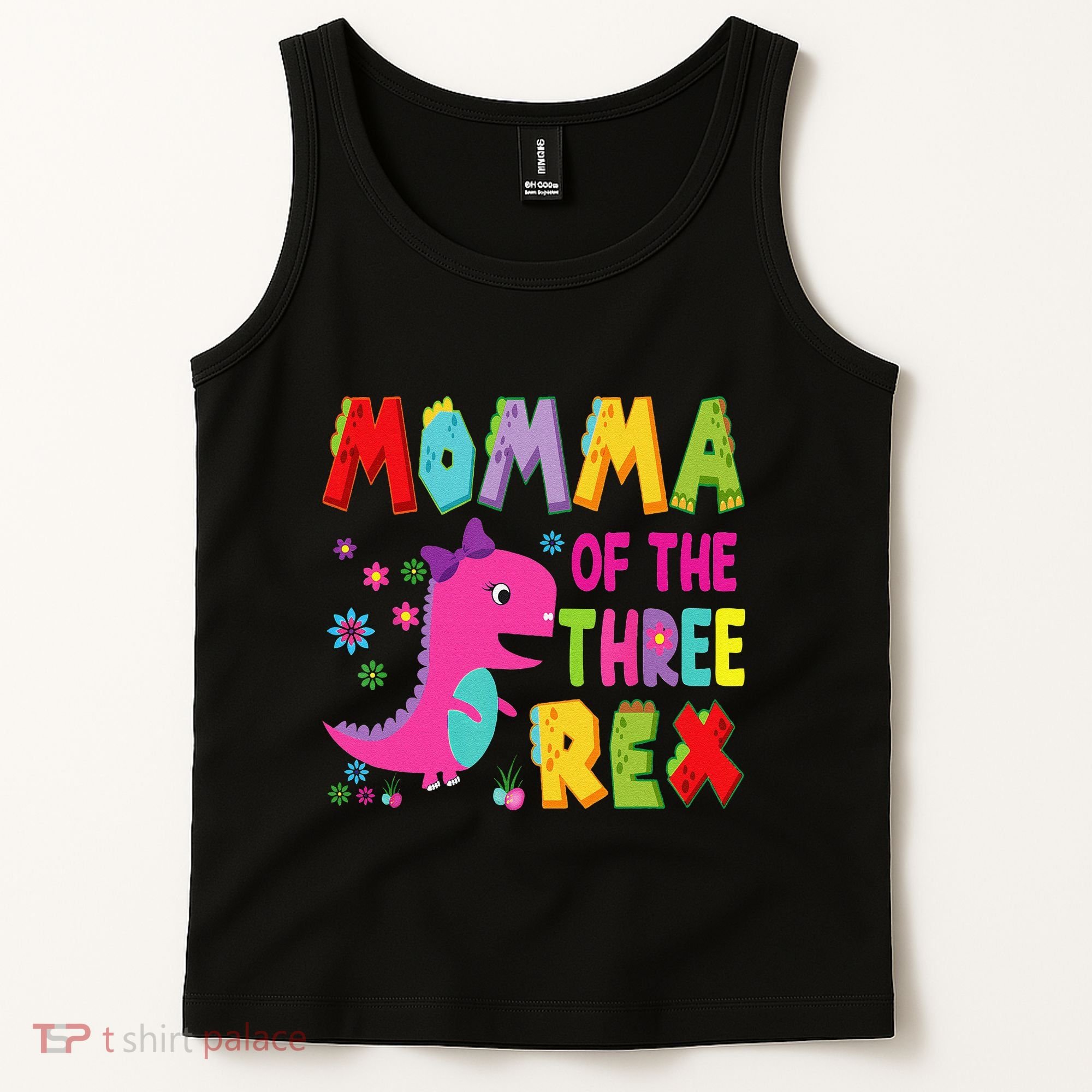 Momma Of The Three Rex 3rd Birthday Boy Dinosaur Trex Tank Top
