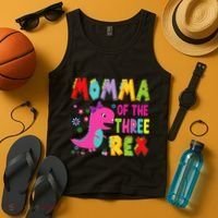 Momma Of The Three Rex 3rd Birthday Boy Dinosaur Trex Tank Top thumb 4