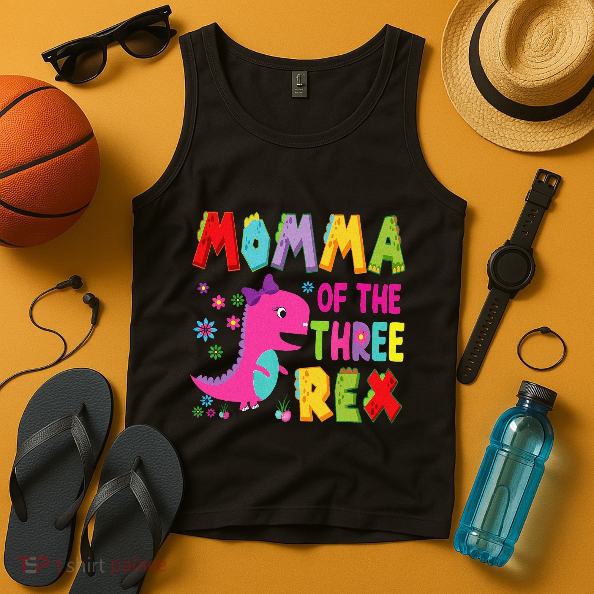 Momma Of The Three Rex 3rd Birthday Boy Dinosaur Trex Tank Top