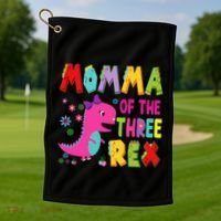 Momma Of The Three Rex 3rd Birthday Boy Dinosaur Trex Golf Towel thumb 1