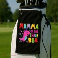 Momma Of The Three Rex 3rd Birthday Boy Dinosaur Trex Golf Towel thumb 2