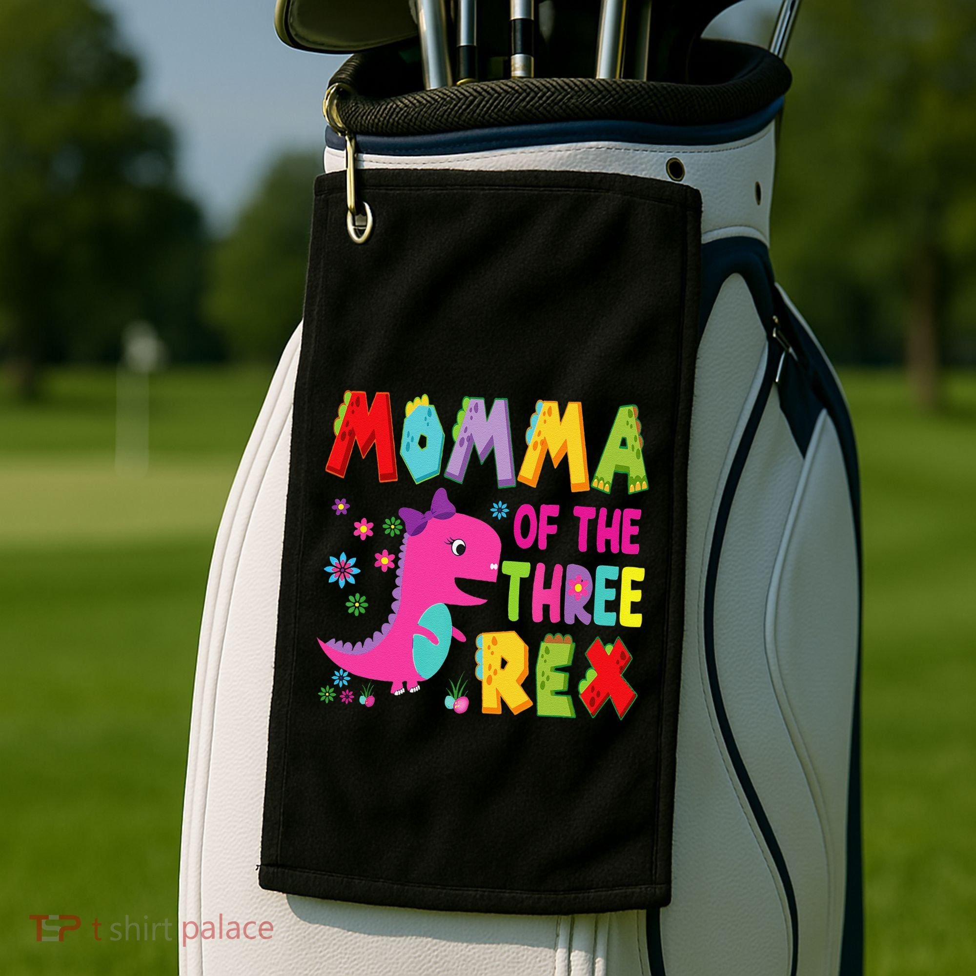 Momma Of The Three Rex 3rd Birthday Boy Dinosaur Trex Golf Towel