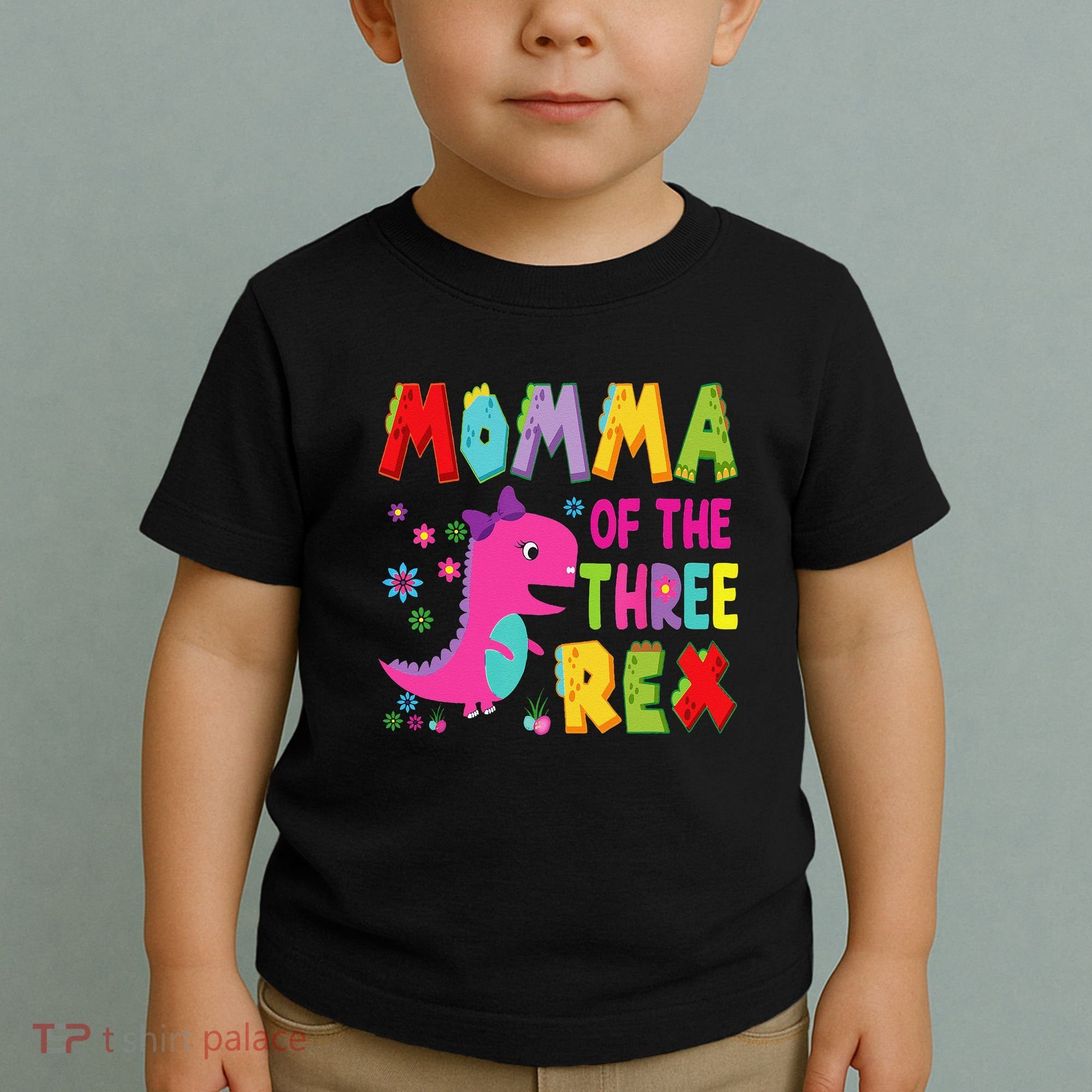 Momma Of The Three Rex 3rd Birthday Boy Dinosaur Trex Toddler T-Shirt
