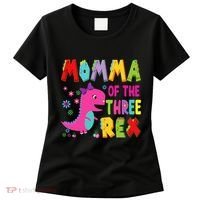 Momma Of The Three Rex 3rd Birthday Boy Dinosaur Trex Women's T-Shirt thumb 0