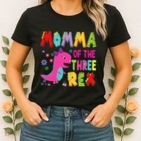 Momma Of The Three Rex 3rd Birthday Boy Dinosaur Trex Women's T-Shirt thumb 2