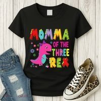Momma Of The Three Rex 3rd Birthday Boy Dinosaur Trex Women's T-Shirt thumb 3