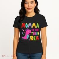 Momma Of The Three Rex 3rd Birthday Boy Dinosaur Trex Women's T-Shirt thumb 4