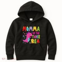 Momma Of The Three Rex 3rd Birthday Boy Dinosaur Trex Kids Hoodie thumb 0