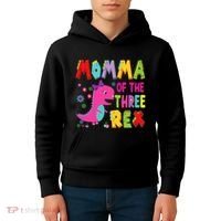 Momma Of The Three Rex 3rd Birthday Boy Dinosaur Trex Kids Hoodie thumb 4