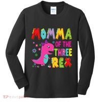 Momma Of The Three Rex 3rd Birthday Boy Dinosaur Trex Kids Long Sleeve Shirt thumb 0