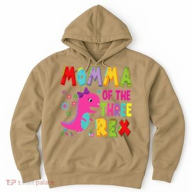 Momma Of The Three Rex 3rd Birthday Boy Dinosaur Trex Hoodie