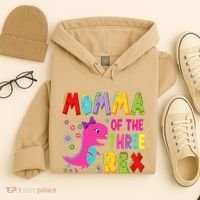 Momma Of The Three Rex 3rd Birthday Boy Dinosaur Trex Hoodie thumb 4