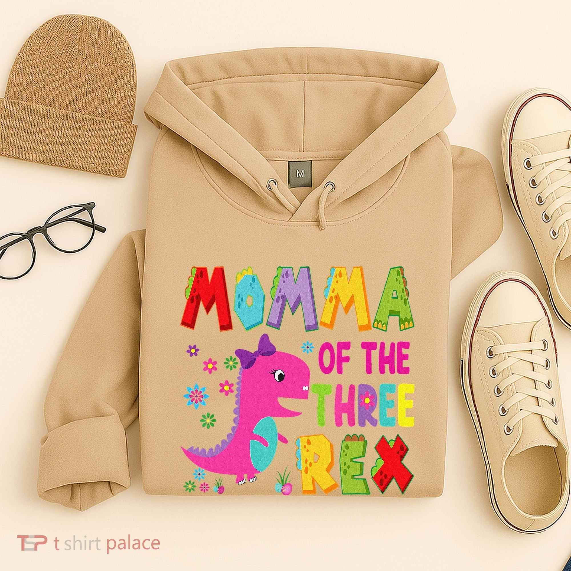 Momma Of The Three Rex 3rd Birthday Boy Dinosaur Trex Hoodie