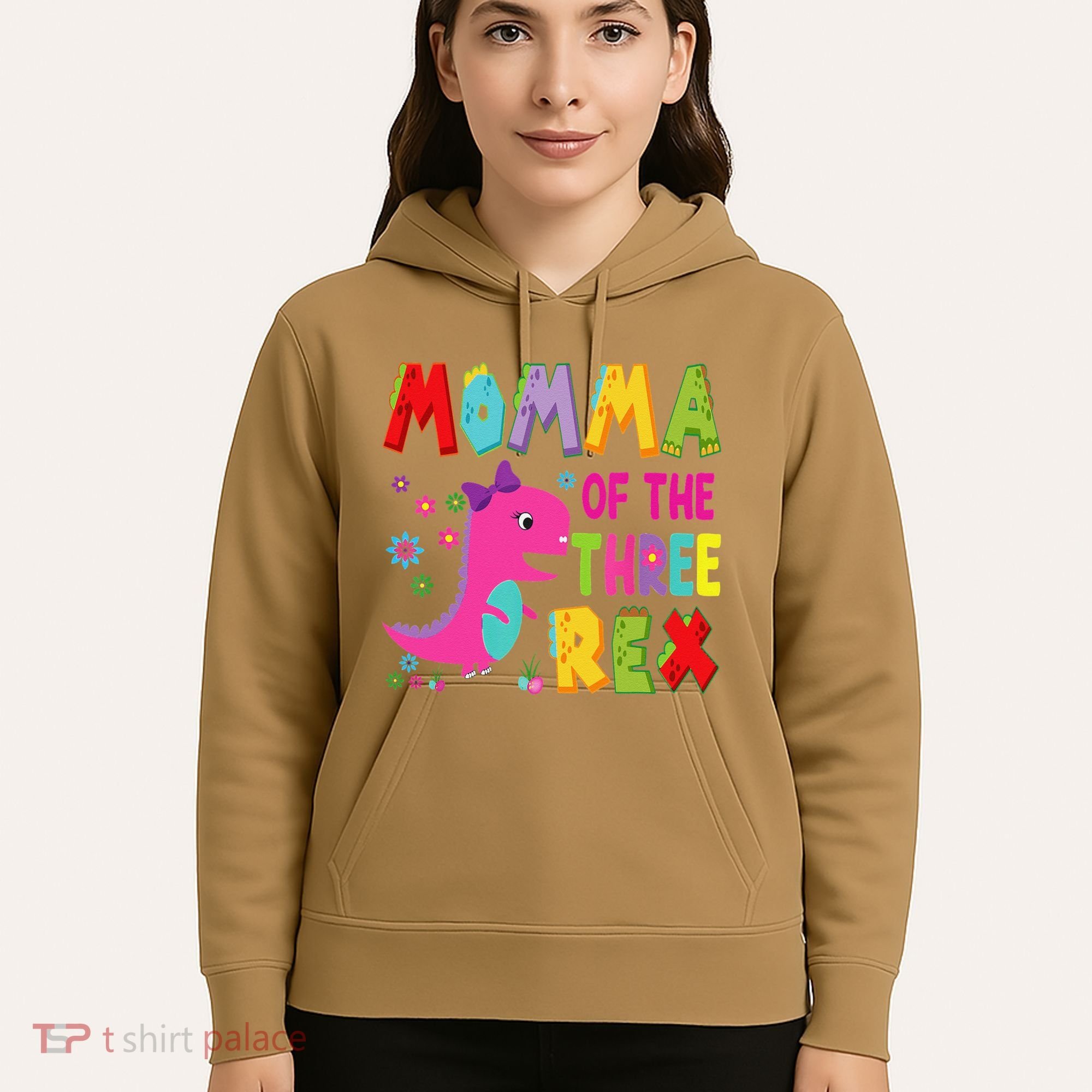 Momma Of The Three Rex 3rd Birthday Boy Dinosaur Trex Hoodie