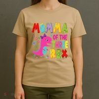 Momma Of The Three Rex 3rd Birthday Boy Dinosaur Trex T-Shirt thumb 4