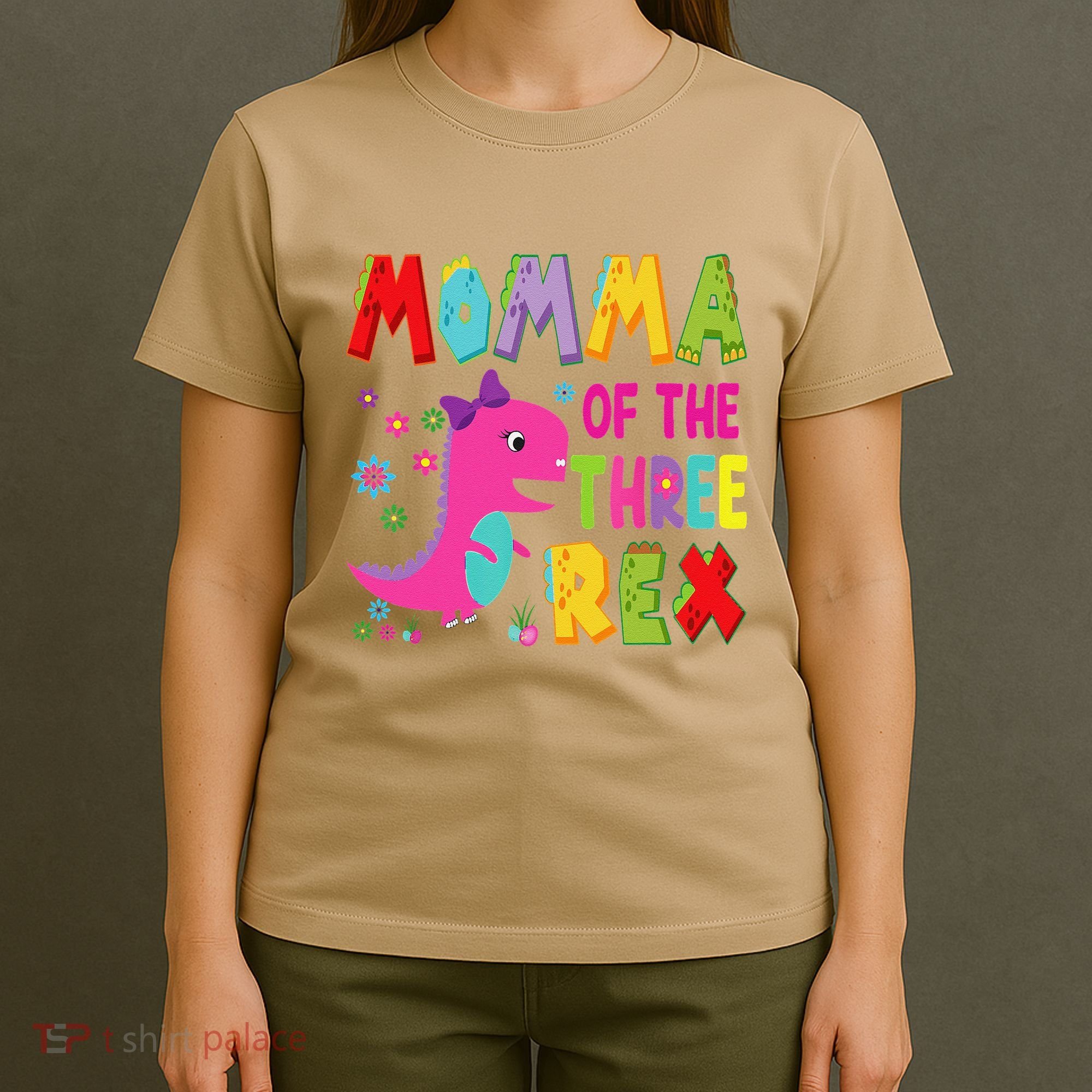 Momma Of The Three Rex 3rd Birthday Boy Dinosaur Trex T-Shirt