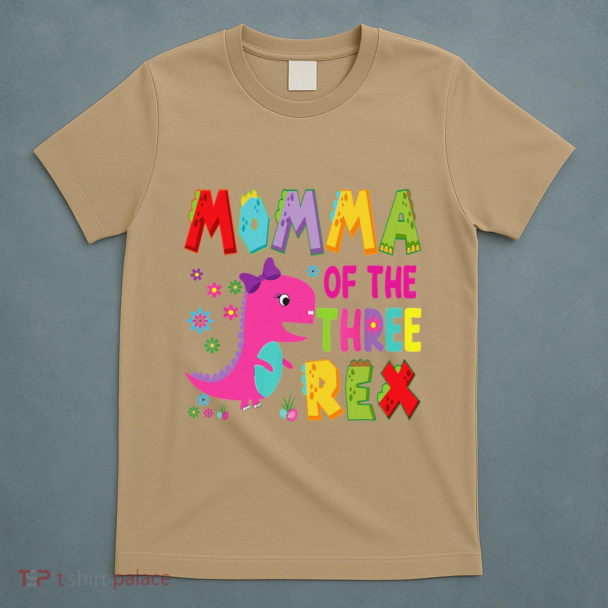 Momma Of The Three Rex 3rd Birthday Boy Dinosaur Trex T-Shirt