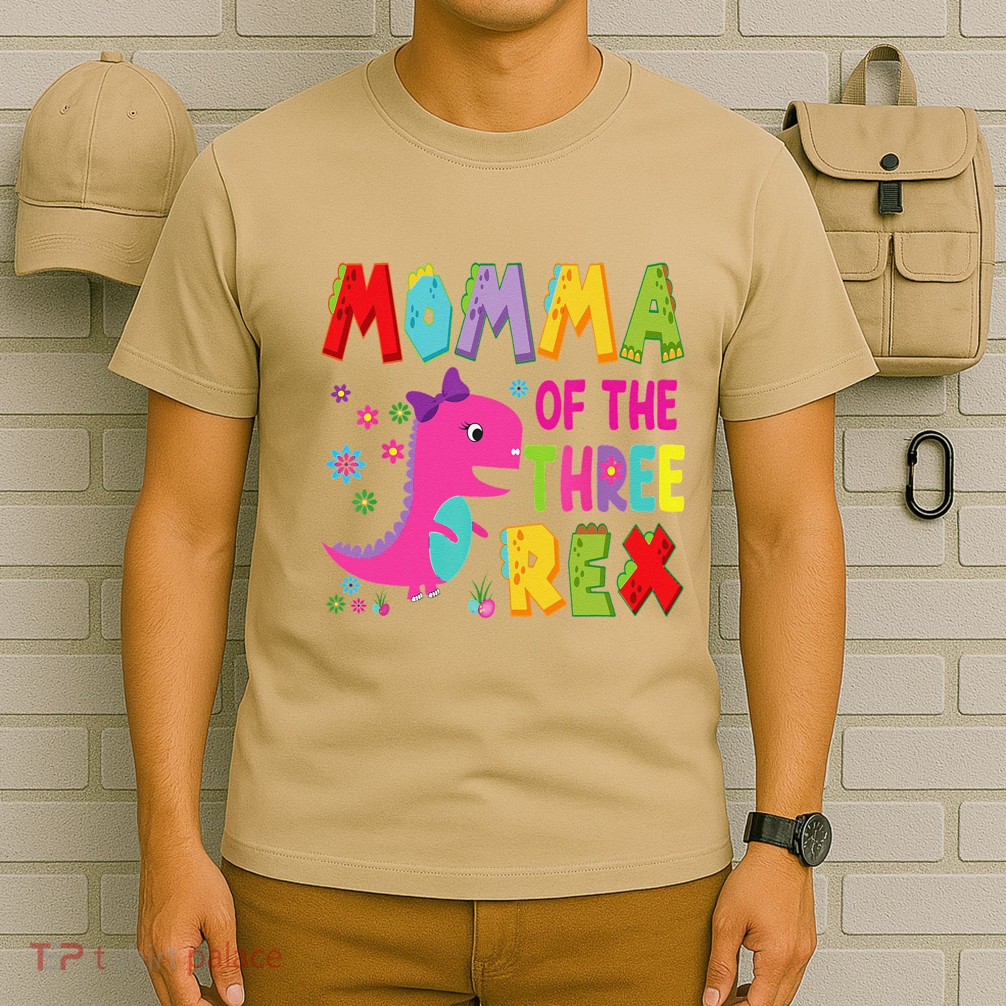 Momma Of The Three Rex 3rd Birthday Boy Dinosaur Trex T-Shirt