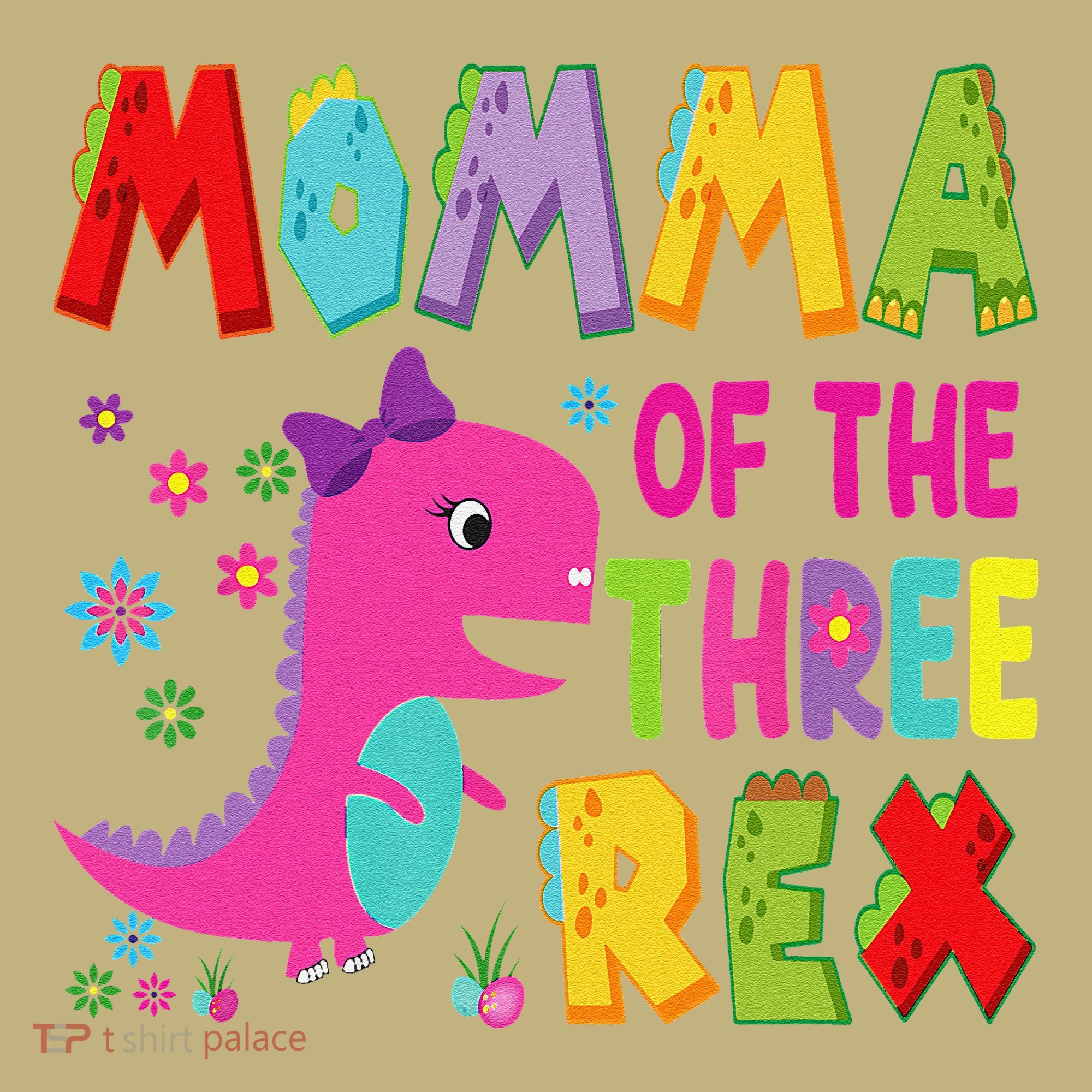 Momma Of The Three Rex 3rd Birthday Boy Dinosaur Trex T-Shirt