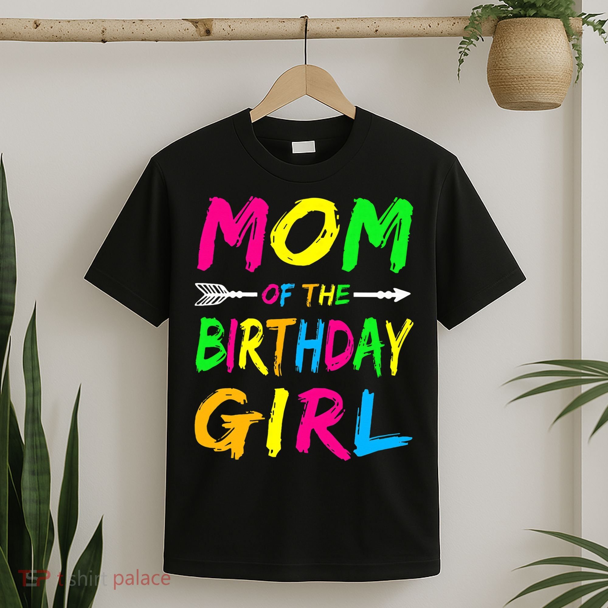 Mom of the Birthday Glows Retro 80's Party Glow T-Shirt