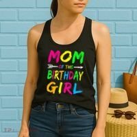 Mom of the Birthday Glows Retro 80's Party Glow Women's Tank Top thumb 2