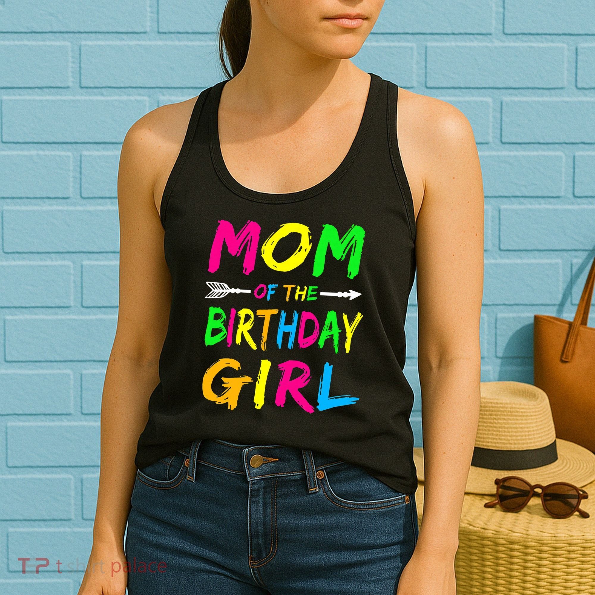 Mom of the Birthday Glows Retro 80's Party Glow Women's Tank Top
