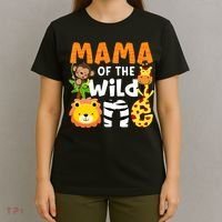 Mama of the Wild One Zoo Theme Bday Safari Jungle Animals T-Shirt thumb 4