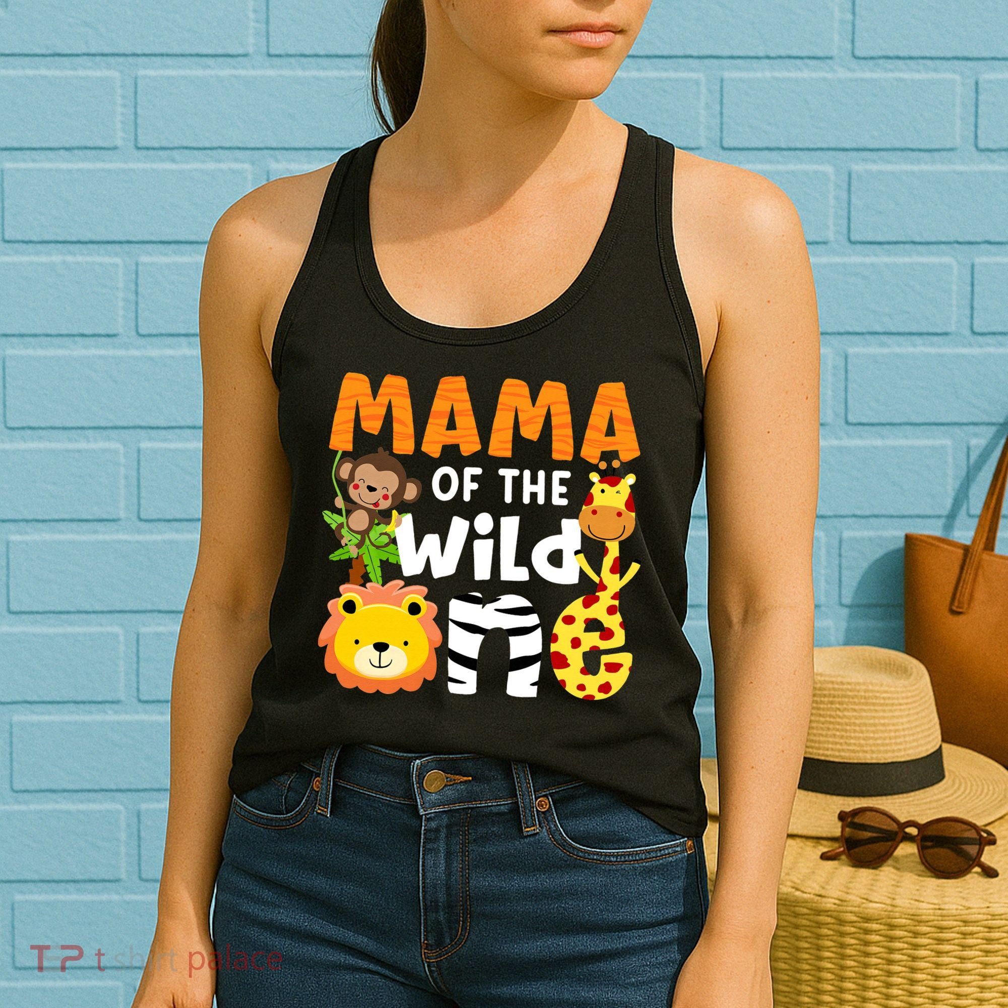 Mama of the Wild One Zoo Theme Bday Safari Jungle Animals Women's Tank Top