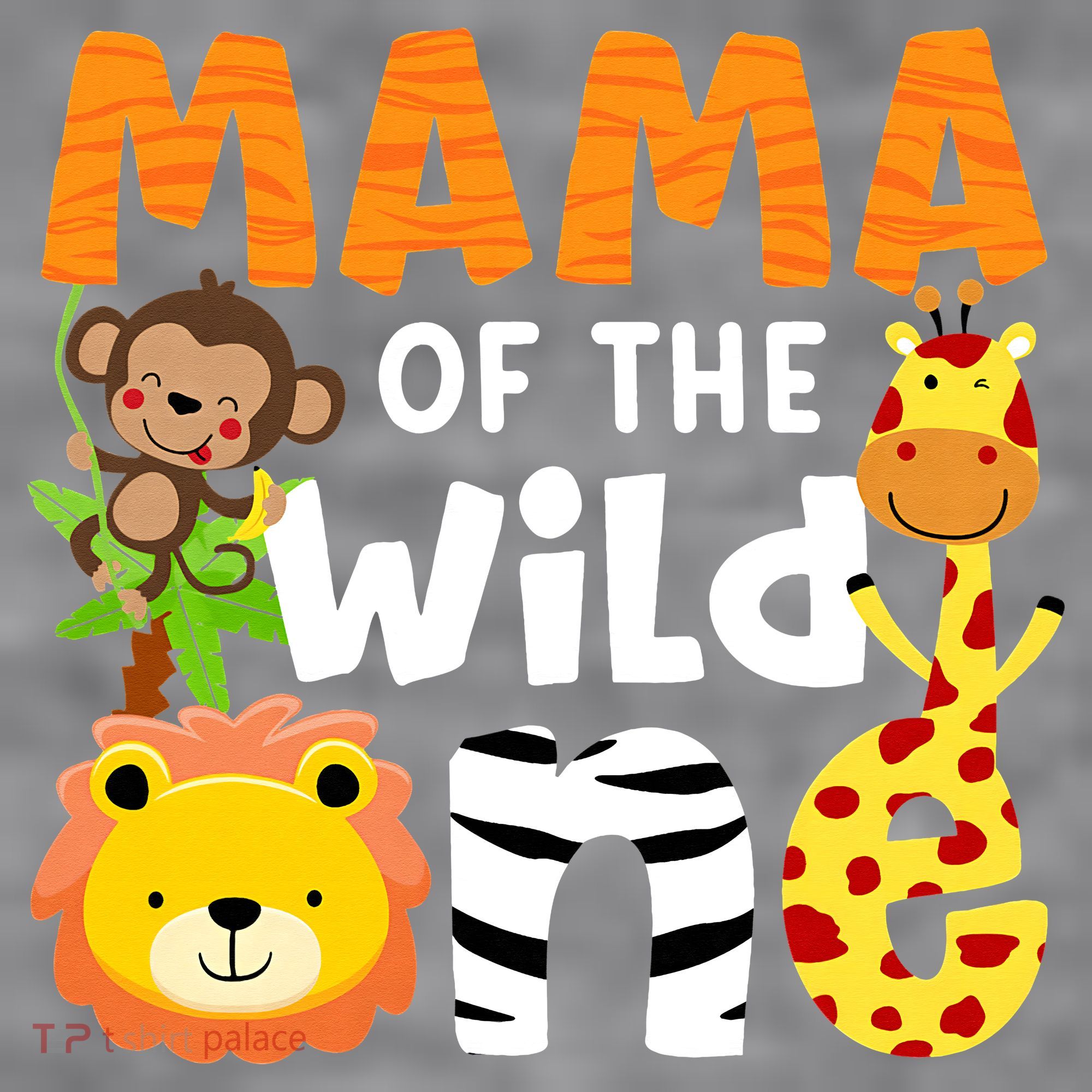 Mama of the Wild One Zoo Theme Bday Safari Jungle Animals Women's Racerback Cropped Tank