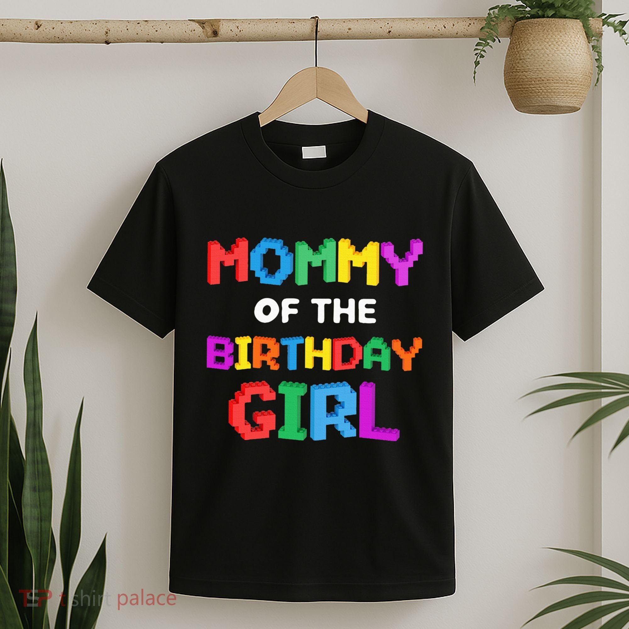 Mommy Of The Birthday Girl Master Builder Bricks Blocks T-Shirt