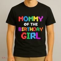 Mommy Of The Birthday Girl Master Builder Bricks Blocks T-Shirt thumb 3