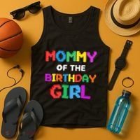 Mommy Of The Birthday Girl Master Builder Bricks Blocks Tank Top thumb 4
