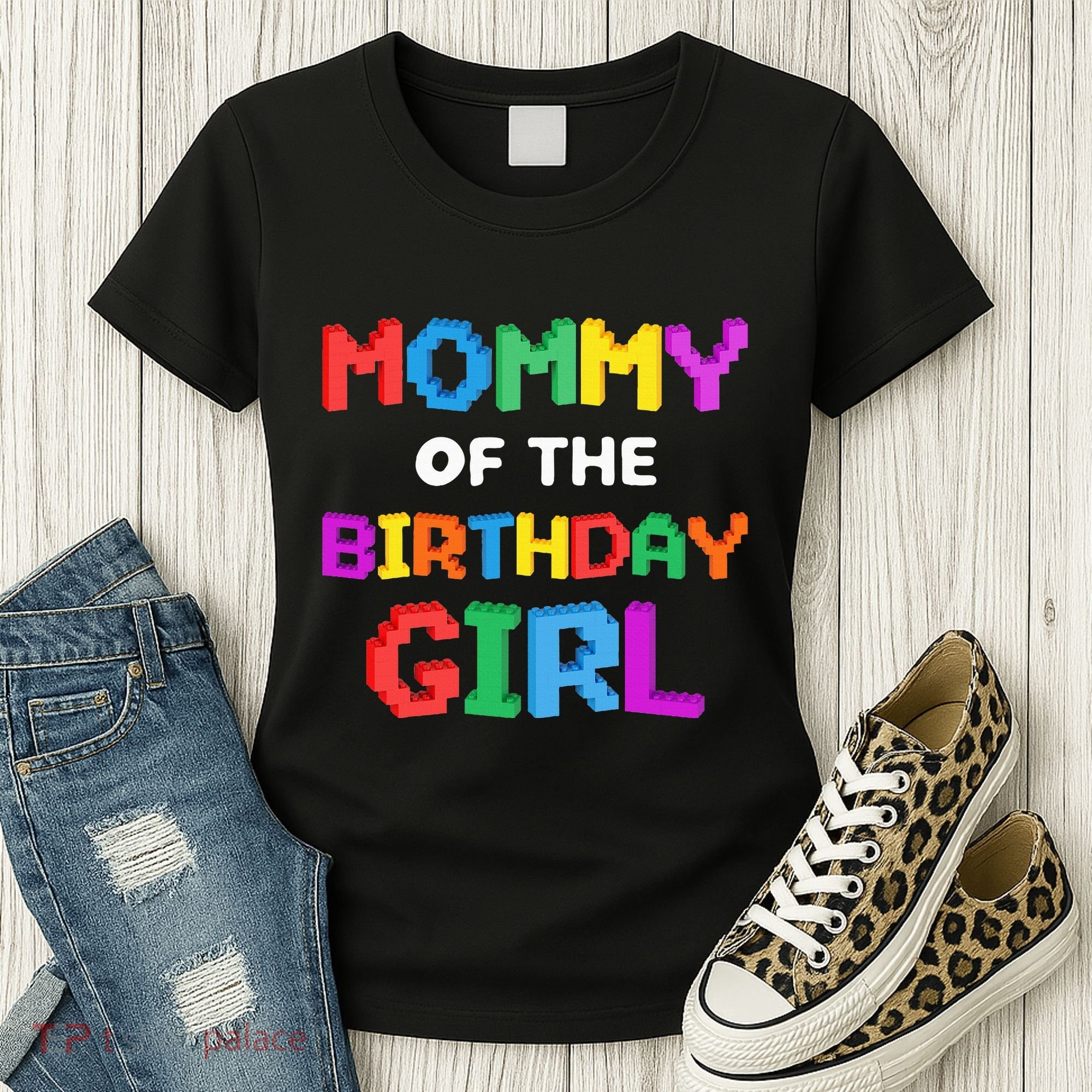 Mommy Of The Birthday Girl Master Builder Bricks Blocks Women's T-Shirt