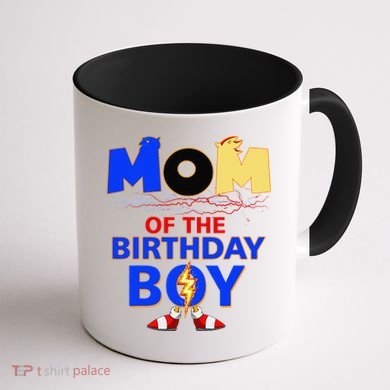 Mom Of The Birthday Boy Hedgehog Family Party Decorations Coffee Mug back