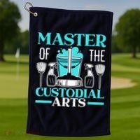 Master Of The Custodial Arts Janitor School Custodian Golf Towel thumb 1