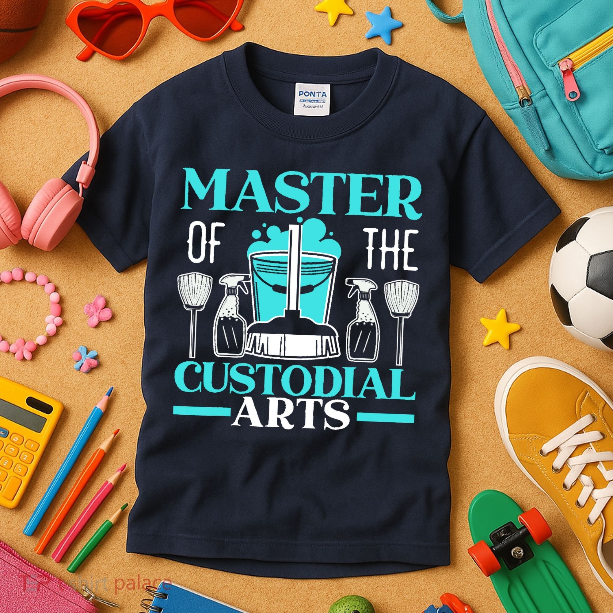Master Of The Custodial Arts Janitor School Custodian Kids T-Shirt