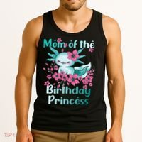 Mom Of The Birthday Princess And Axolotl Birthday Tank Top thumb 3