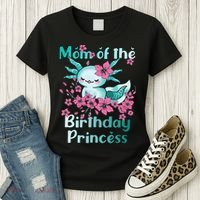 Mom Of The Birthday Princess And Axolotl Birthday Women's T-Shirt thumb 3