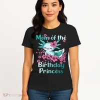Mom Of The Birthday Princess And Axolotl Birthday Women's T-Shirt thumb 4
