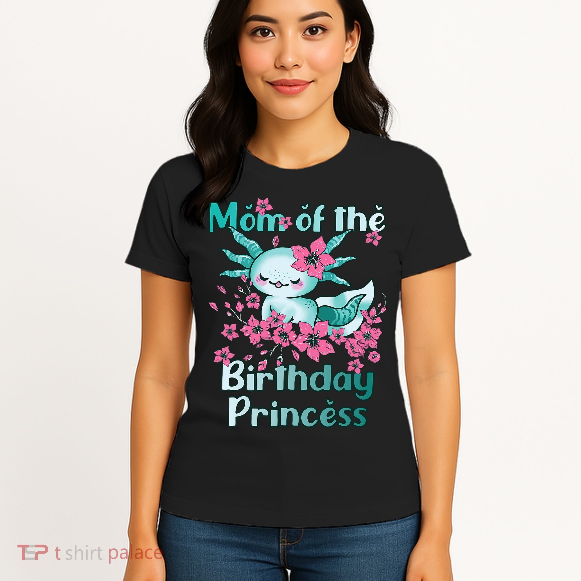 Mom Of The Birthday Princess And Axolotl Birthday Women's T-Shirt