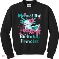 Mom Of The Birthday Princess And Axolotl Birthday Kids Sweatshirt thumb 0