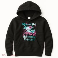 Mom Of The Birthday Princess And Axolotl Birthday Kids Hoodie thumb 0