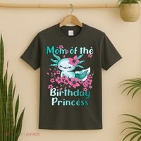 Mom Of The Birthday Princess And Axolotl Birthday T-Shirt thumb 2