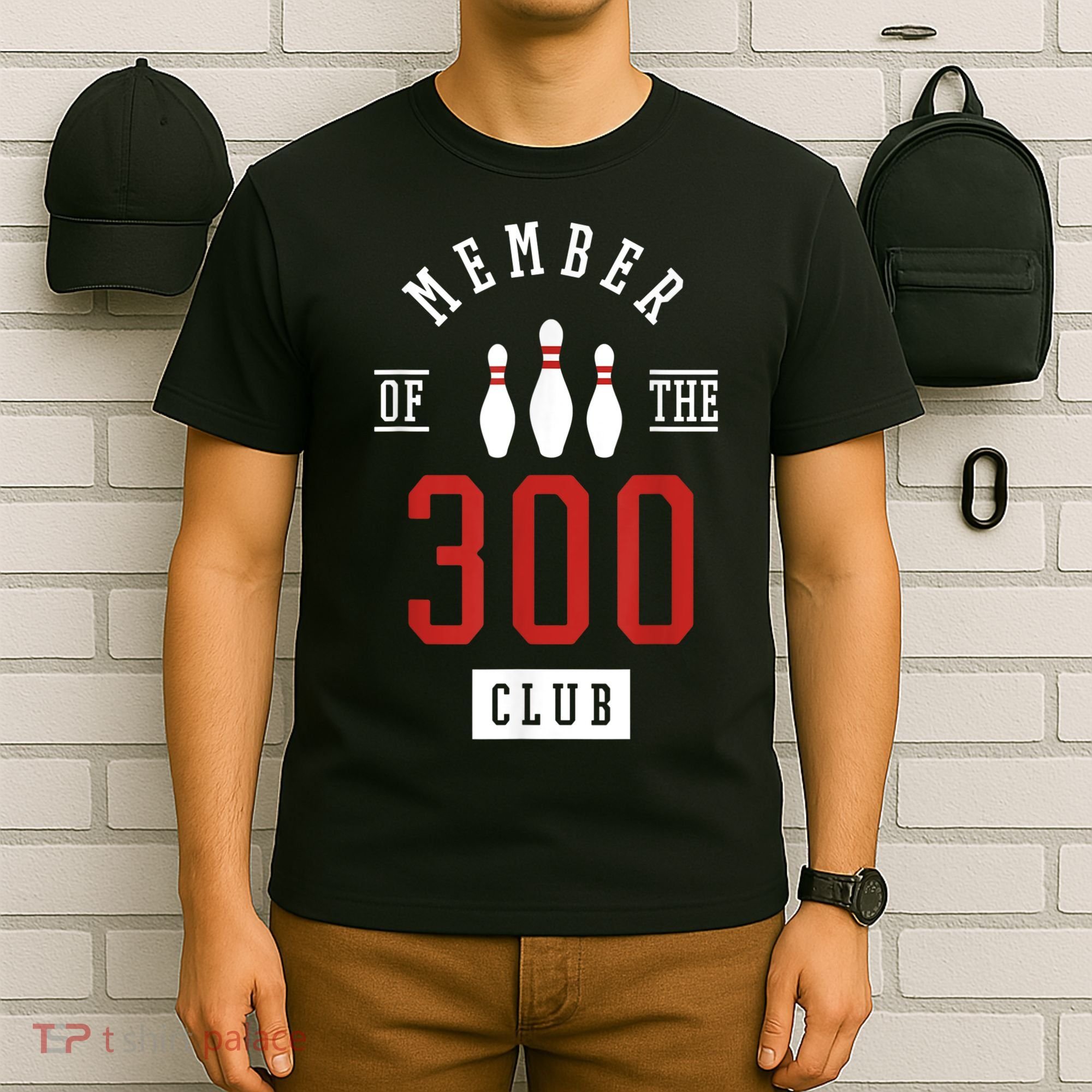Member Of The 300 Club Bowling Ball Strike Pins T-Shirt