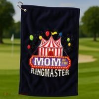 Mom Of The Birthday Ringmaster Circus Party Bday Golf Towel thumb 1