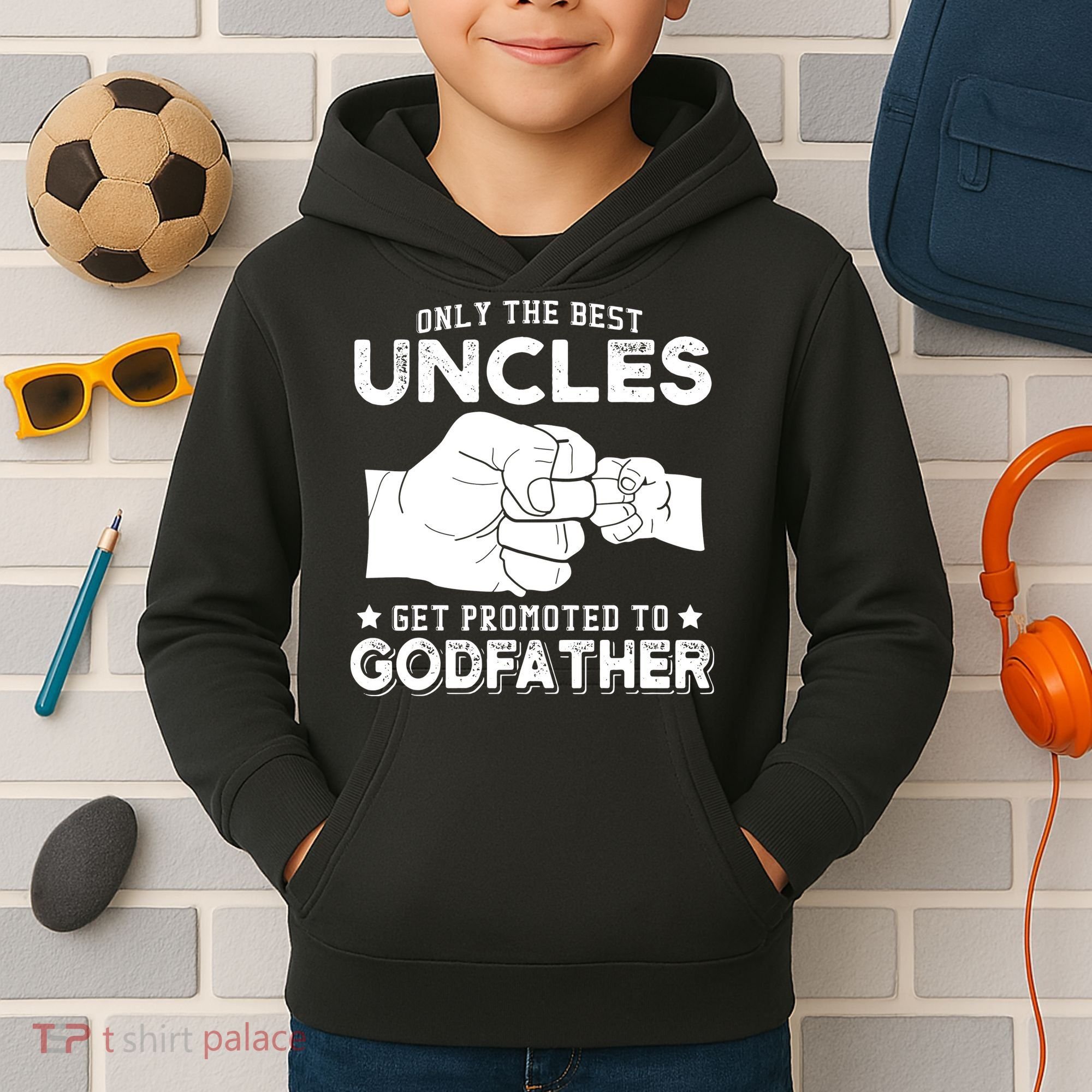 Mens Only The Best Uncles Get Promoted To Godfather Kids Hoodie