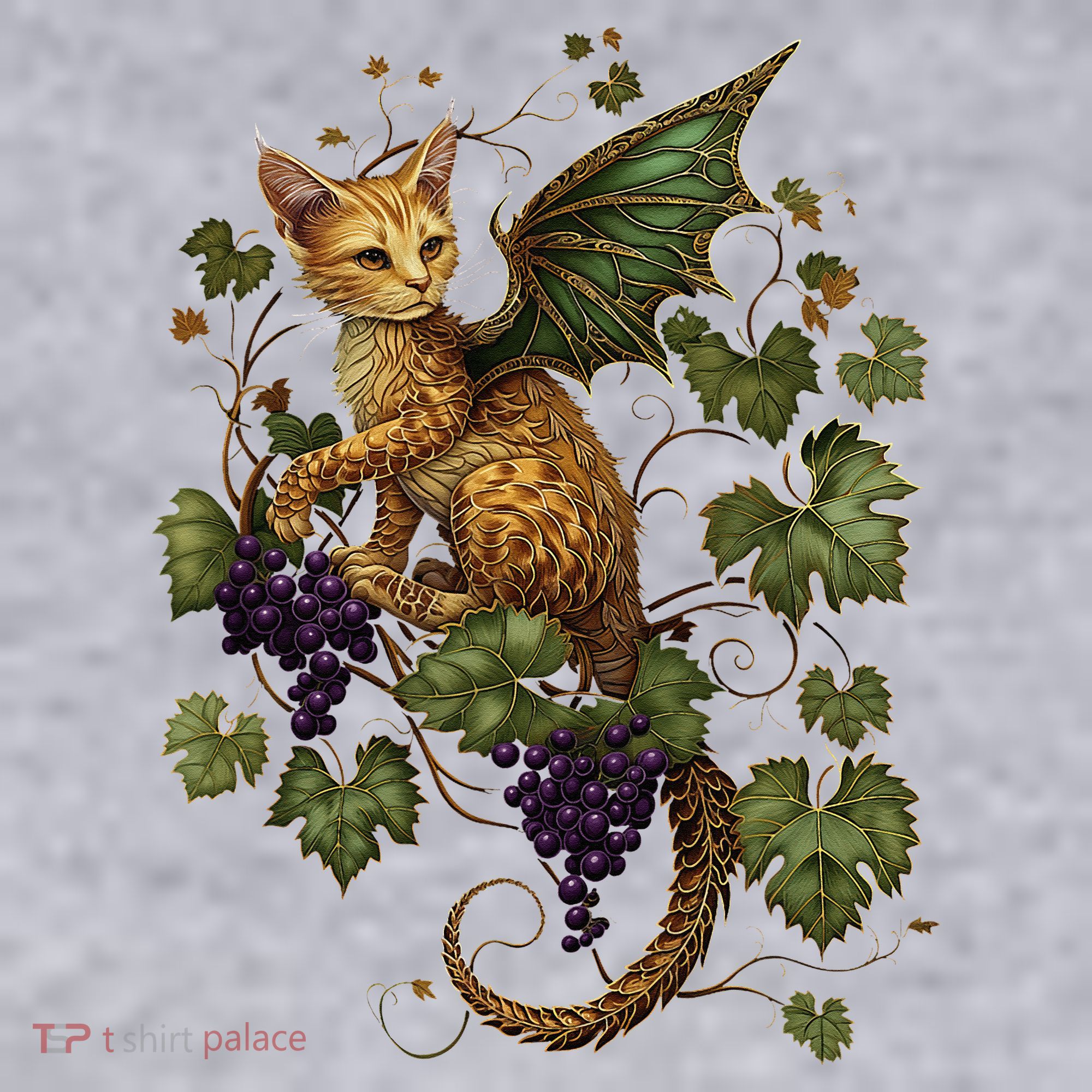 Mystical Orange Tabby Dragon Cat Fae With Grapevines Women's Sweatshirt