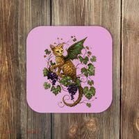 Mystical Orange Tabby Dragon Cat Fae With Grapevines Coaster thumb 0