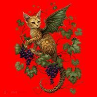 Mystical Orange Tabby Dragon Cat Fae With Grapevines Santa Hat thumb 1