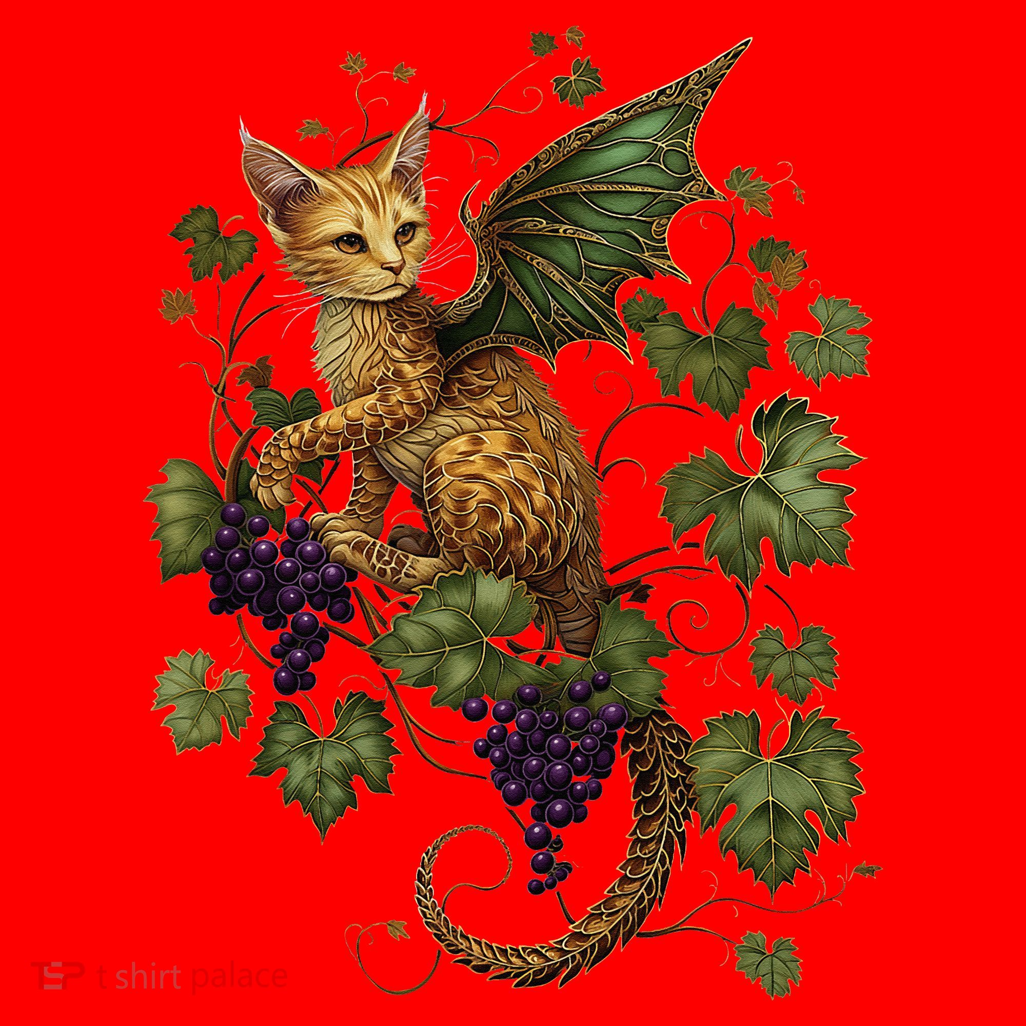 Mystical Orange Tabby Dragon Cat Fae With Grapevines Santa Hat
